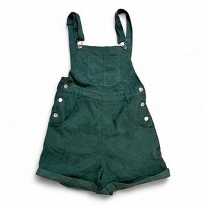 Cider Women’s Dark Green Short Corduroy Overalls Romper Festival